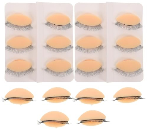 Cabilock 9par Pestañas Simuladas para Practicar Párpados Postizos Reales para Entrenamiento Kit de Cabeza de Maniquí para Extensiones de Pestañas