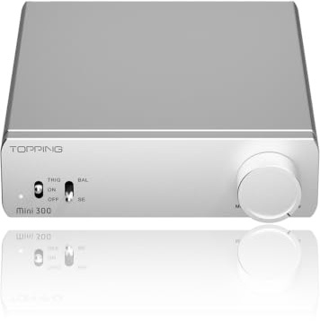 TOPPING Mini300 Vollständig symmetrischer Verstärker, 140W Kompakt-Class-D Desktop-Verstärker, RCA/TRS-Eingang, HiFi-Verstärker für Heimlautsprecher, Silber