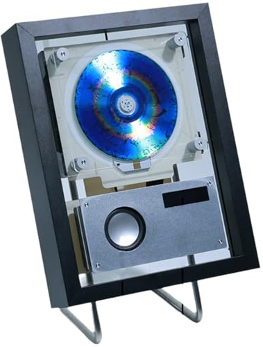 Reproductor De CD con Marco De Música, Marco De Fotos Decorativo para Pared O Escritorio con Bluetooth 5.0 Y Reproducción USB, Control Remoto Y Pantalla Led Metal-Black