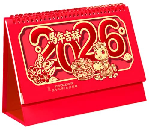 Mondkalender 2026 – Frühlingsfestplaner, glücksverheißender Datumsführer mit täglicher Wahrsagerei, Horoskope für Feuerpferd-Jahr, traditionelles chinesisches, Familientreffen Geschenk