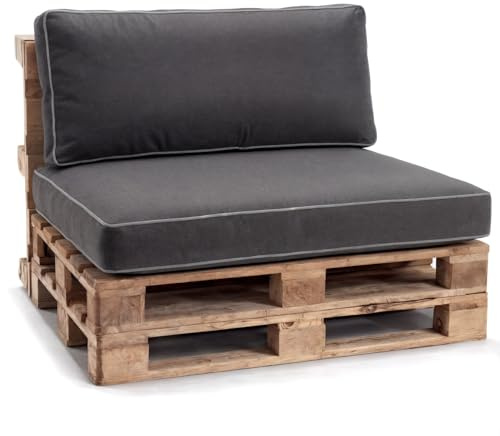 Gutekissen® Palettenkissen Set für Gartenmöbel – Sitz- und Rückenkissen für Europaletten, Outdoor Auflagen für Palettensofa & Lounge PWK (Anthrazit, Eckkissen 60x40)