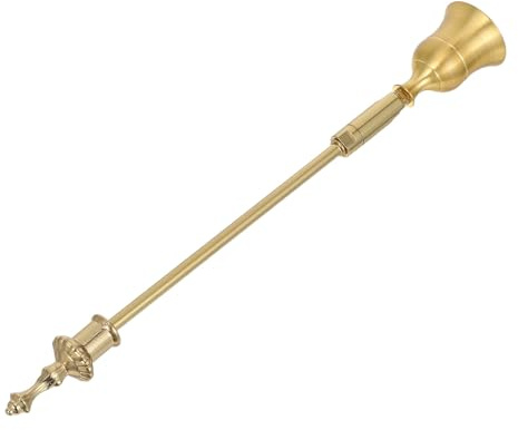 Operitacx Apagavelas Vintage Dorado de Aluminio con Mango Largo para Manejo Seguro Humo, Adecuado para Velas de Té y Tarros en Iglesias y Hoteles