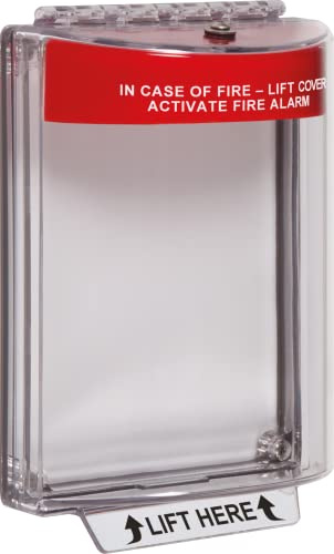 Safety Technology International Universal Stopper, STI-13010FR, Polycarbonate Call Point Cover, MCP Protector, Fire Alarm Cover, Flush Mount, Fire Red Hood