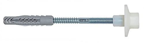 Fischer Sanitär-Befestigung WD 8 x 110, 6 Stück, Befestigung für Waschtische und Urinalen, Sechskantschraubenmontage, Verzinkter Stahl, UX-Dübel für alle Baustoffe