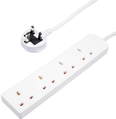 Invero® 4 Way Gang Power Mains Extension Lead Cable 5M Metre British Approved 13A Amps