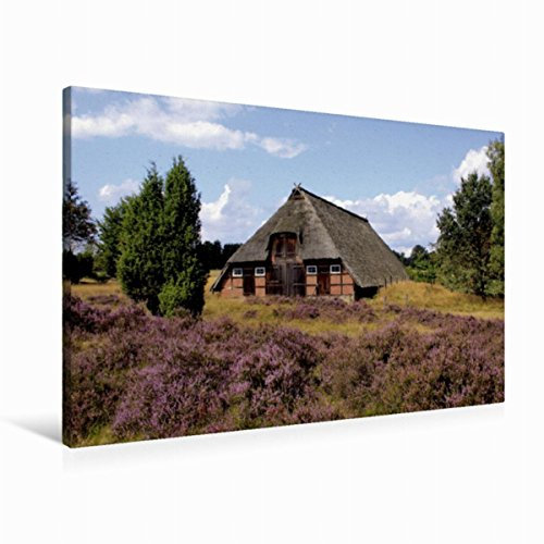 Premium Textil-Leinwand 90 x 60 cm Quer-Format Schafstall in der Lüneburger Heide | Wandbild, HD-Bild auf Keilrahmen, Fertigbild auf hochwertigem Vlies, Leinwanddruck von Bildarchiv Reupert