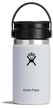 HYDRO FLASK - Kaffethermos 354 ml (12 oz) - Vakuumisolerad resemugg i rostfritt stål med läckagesäkert Flex Sip Lock - Termos för kaffe BPA-fri - Bredmun - White