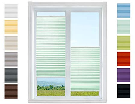 Plissee Rollo NACH MAß Klemmfix ohne Bohren - TOP QUALITÄT Pearl Stoffkollektion | Easyfix klemmträger Faltrollo Jalousie Sichtschutz, Sonnenschutz für Fenster (Mint, B: 101-110cm, H: 131-150cm)