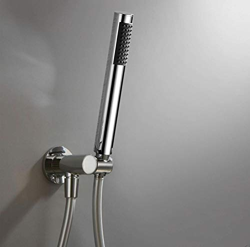 Nes Home | Round Chrome Handheld Handset Shower + Wall Elbow Outlet Bracket + 1.5m PVC Hose