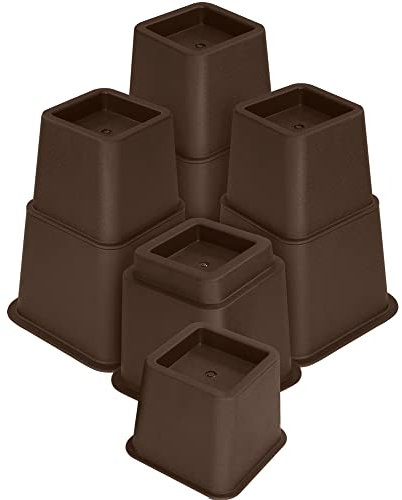 Utopia Bedding 8 delar justerbara möbelstigare (4 höga och 4 korta) stor bärkapacitet för hem och kontor – halkfri kraftig stigare för säng, bord, stol eller soffa – 8 till 23 cm (Brun)