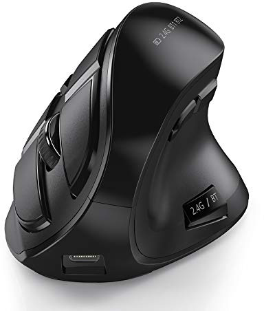 seenda Vertical Ergonomic Wireless Mouse (Dual Bluetooth + 2.4G Rechargeable Gaming Wireless Mouse, Multi-Device Wireless Computer Mouse for Laptop/PC/Mac/Tablet/iPad (Windows/Android/iOS) Black
