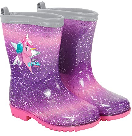 Stövlar Flicka Enhörning Rosa med Stjärnor - Regnstövlar Barn Vattentäta med Anti Slip Yttersula - Gummistövlar Reflekterande Kant PVC Material för Små Flickor - 5 Storlek PERLETTI KIDS