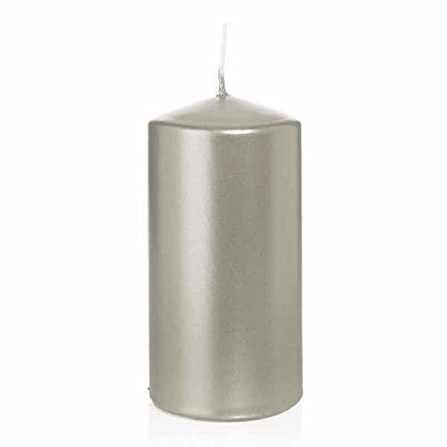 Zylinderkerze Höhe 12 cm Durchmesser 6 cm Silber