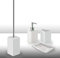 Gedy Queenstown - 4 Piezas, 1 Puerta sólida, 1 escobilla de Inodoro, 1 dispensador de jabón, 1 portacepillos de Dientes de baño, Juego de cerámica ecológica, Acabado Blanco, diseño R&D, único