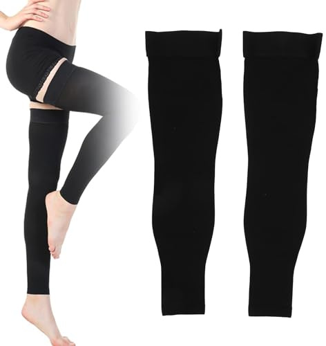Mangas De Compresión De Pierna Completa, Cómodas Y Elásticas Antideslizantes Sin Dedos Medias Compresion Muslo Medias Alta Compresión Soporte Para La Pantorrilla Para Artritis De Rodilla Deportes (L)