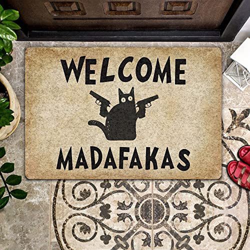 NA Fussmatte Aussen Haustür Katzen-Fußmatte Welcome Madafakas Welcome Mat Dekor Schlafzimmer deko Wohnzimmer