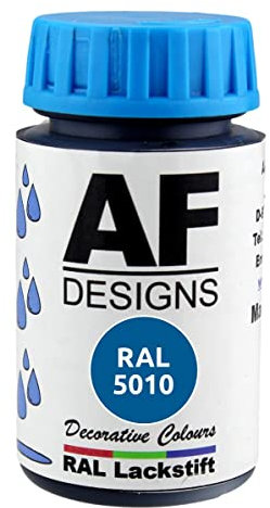 Alex Flittner Designs Lackstift RAL 5010 ENZIANBLAU seidenmatt 50ml Holz Metall Möbel Bad Retuschierlack Reparaturlack