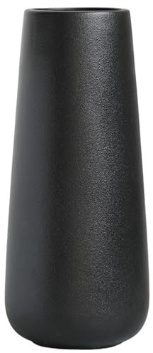 Vase Schwarz 28 cm Hoch, Blumenvasen Modern aus Keramik für Tischdeko Innenbereich, Deko Vasen für Pampasgras