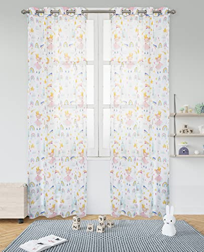 Dalina Textil - Cortinas Infantiles Niño Transúcido un Panel de 140x260cm- Cortinas Visillos Juveniles Animales para Habitación Sala de Estar un Panel Patrón Infantiles