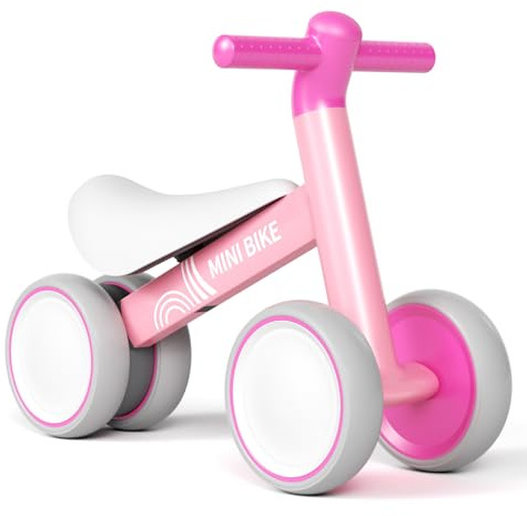 FAYDUDU Balance Bike for 1 Year Old Ride On Toy for 1 2 Years Old First Bike for Girls Boys Baby Bike Walker No Pedals Toddler Trike for 10-24 Months (Pink)