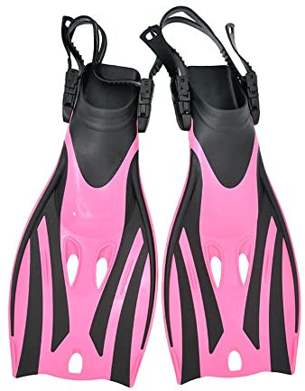 ENEN Schwimmflossen, Schnorchelflossen kurz Verstellbare Flossen für Kinder Erwachsene zum Schnorcheln Schwimmen (S(passend für Größe 27-31),Rosa)