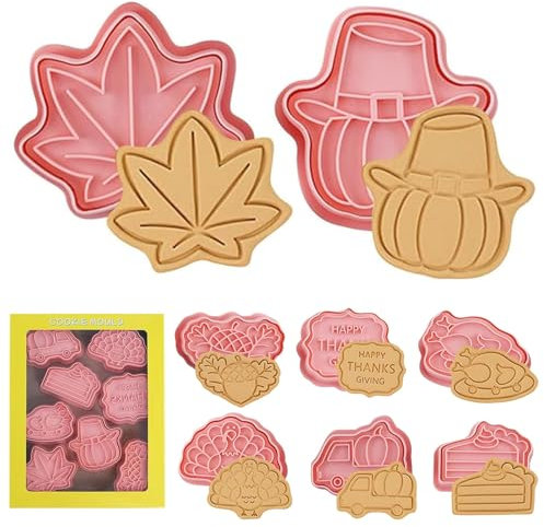 8 Stück Ausstechformen Herbst, Keksausstecher Herbst, Ausstecher Herbst Ausstechform Keksausstecher, Thanksgiving Backform Cookie Cutter, DIY Cookies für Zuhause Erntedankfest Backen Fondant