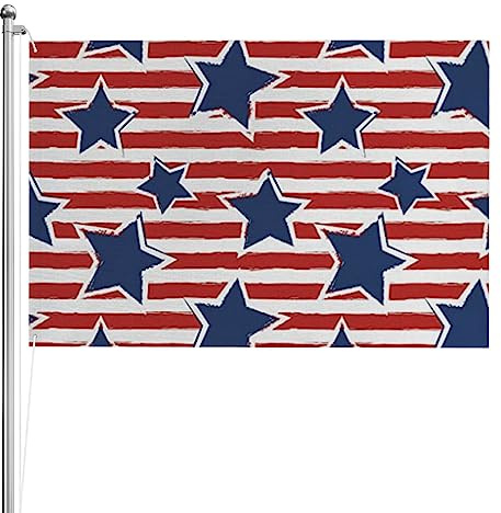 Drapeau rouge et blanc à rayures étoilées - 1,2 x 1,8 m - Pour extérieur - Robuste et double face - Fournitures de fête - Cadeau - Décoration murale intérieure et extérieure