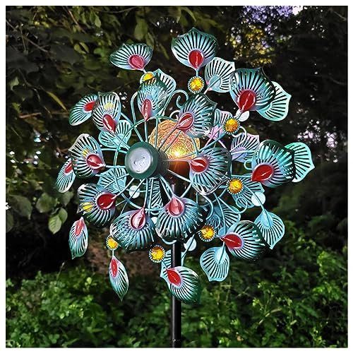 Solar WindmüHle Garten XXL, 178cm Groß Windrad Garten, Edelstahl Kugellager WindräDer Metall, Wetterfestes Gartendeko