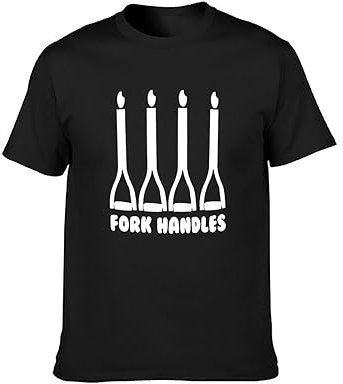Four Candles Fork Handles he Two 2 Ronnies Men's T-Shirt Unisex Black Cotton Hip Hop Print Tee Shirts M