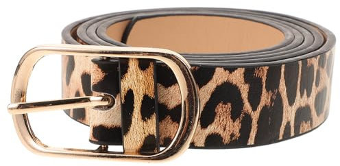 TOPPERFUN Damen Kleidergürtel, 107 x 3 cm Damengürtel, Leder Leopardenmuster Modegürtel, Damenkleid Vielseitigkeitsgürtel, Gürtel aus Schweinsleder mit Leopardenmuster für Damen