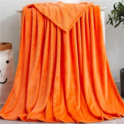 Highdi Couverture Polaire Plaid, Douillette Confortable pour Canapé et Lit 2 Personnes, Couverture d'Hiver pour Animaux Chaude et Douce (70x100CM,Orange)