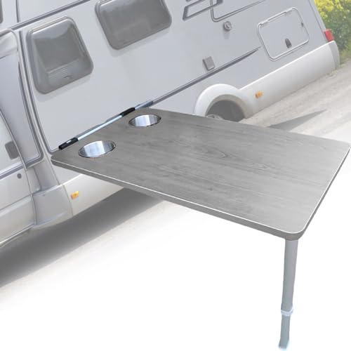 aallwwsso Camper Klapptisch für Wohnmobil, Upgrade Rv Tischbein mit ausziehbar 53-75cm, Seite hängende Holz Dinette Kabinen für Wohnmobile, Boote, Wohnwagen, Vans, 79×39cm,Grey
