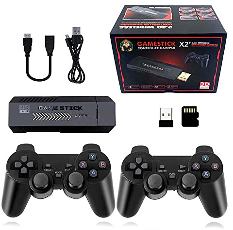DNCG Consola de Juegos Retro, Controlador inalámbrico Doble de Consola Retro X2 Plus Game Stick, más de 40000 Juegos, 128 GB/2