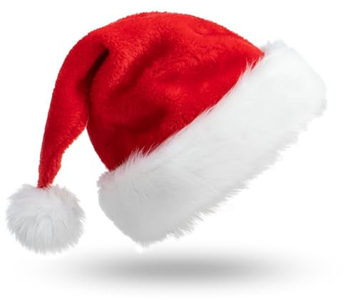 Aututer Weihnachtsmütze, Nikolausmütze Plüschkante Weihnachtsmann Mütze Verdickte Bequeme Weihnachtsmützen Doppellagige Weihnachtsmütze aus Samt Für Weihnachten Partys und Feiertage