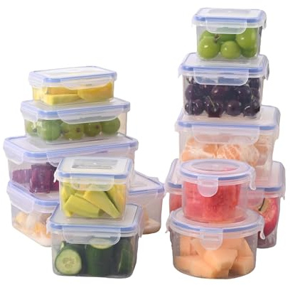 BARGAIN FACTORY Food storage containers-2500ML to Sauces Box Stackable Kitchen storage bowls Leakproof Plastic Food Storage Containers with lids airtight-Microwave freezer safe lunch boxes 24 Piece