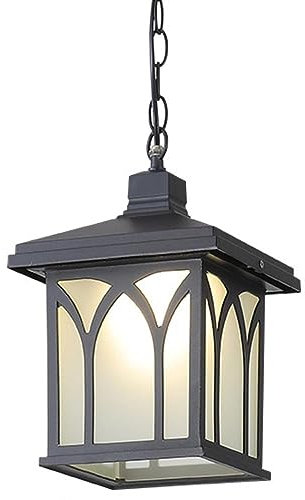 Luminaires suspendus Luminaire suspendu d'extérieur rectangulaire créatif, lanterne suspendue étanche extérieure noire, lampe de porche de pavillon de cour de villa rétro avec chaîne réglable, pour p
