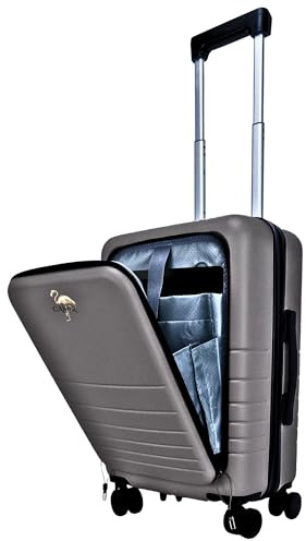 M4268782 CAMIR-Maleta de Viaje Cabina USB Inteligente Multiusos Bolsillo Frontal Portátil Equipaje de Mano 4 Ruedas,Candado TSA- 55x35x23,5 ABS+PC (Gris Oscuro)