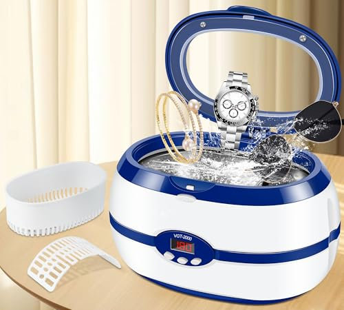 DeeprBling Limpiador Ultrasonidos, 600ML Limpiador Ultrasónico con 5 Modos de Tiempo Digital, 40kHz Ultrasonidos Limpieza con Desgasificación, Limpiador Joyas Ultrasonidos para Gafas, Dentaduras