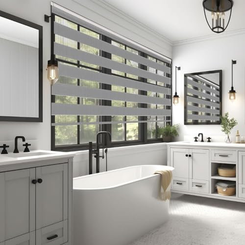 Verdunklungsrollo Klemmfix 80 x 240 cm Hitzeschutz Energiesparend Dachfenster Rollo Thermo Inkl. Montagematerial für Schlafzimmer Küche, Hellgrau