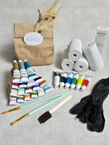 Marnella, Made in France- Kit de moldeo de vientre de embarazo, mujer embarazada con pinturas, guantes y pinceles, recuerdo 3D.