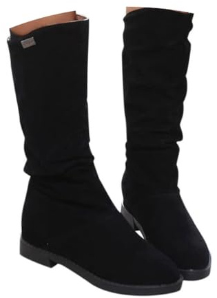 Onsoyours Botte Hautes Femme Botte Cuissarde PU Bloc Talon Slip-On Causal Hiver Longue Boots Confortable Botte Equitation