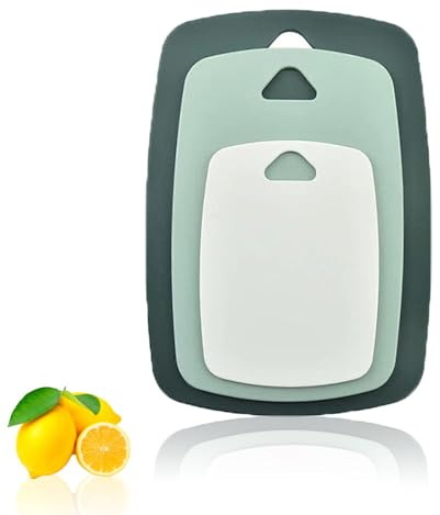 Lot de 3 planches à découper de cuisine, plateau à découper, différentes tailles, passe au lave-vaisselle, multicolore, planche à découper en plastique antidérapante sans BPA pour légumes et fruits,