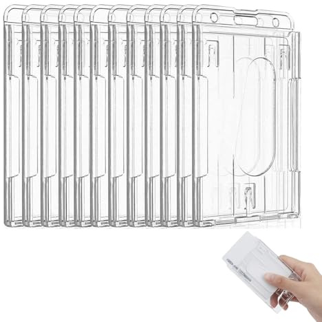 12 Stück Kartenhülle Hartplastik, Kartenhalter Ausweis, ID Card Holder 6 * 10.1cm， Hard Plastic Transparent Card Protector, für Business Ausstellung Karten, Kreditkarten (Vertical)