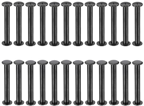 PATIKIL 24 Ensembles de vis Chicago, 40mm l Vis Chicago Phillips Vis à Reliure Boulons Rivets en Cuir Connecteurs pour Ceinture en Cuir Albums de Photos Scrapbook, Noir