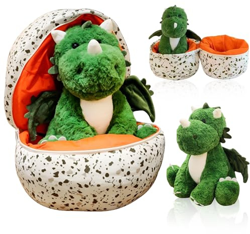 KBIBCK Dino Kuscheltier Ei-Plüsch, 25cm Schlüpfei Dinosaurier Kuscheltier, Plüsch Dinosaurier im Ei, Dinosaurier im EiStofftier Plüschtier, Dino Kuscheltiers Geschenk für Kinder Jungen Mädchen