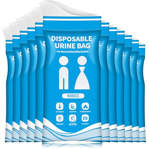 CLANTRILOBITE Disposable Urine Bags for Men Women, Pee Bags for Travel and Emergency 900ml Portable Urine and Vomit Bags for Kids Pregnant, Essentials for Car Camping Road Trips and Traffic Jams (12)