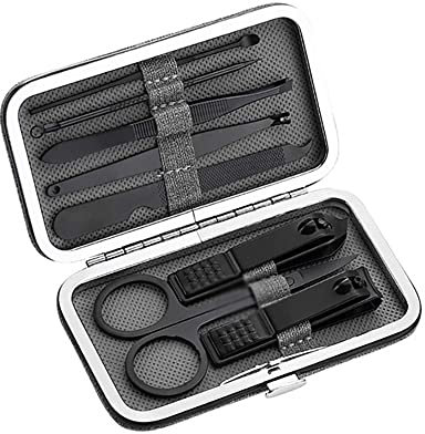 IUBGFTO 8 stücke Edelstahl Nagel Clipper Set Schere Anzug Nagel Werkzeuge Box Trimmer Pflege Maniküre Cutter Kits