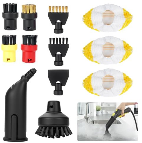 Lave Vitre Telescopique 4m, Kit Nettoyage Vitre avec 2 Chiffons, Nettoyeur de Vitre, Manche Telescopique pour Nettoyer Vitres, Lot de 12 Accessoires pour Karcher (D)