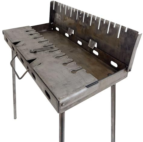 GOROCH Mangal Barbecue au charbon de bois – Barbecue pliable en acier de 3 mm pour 10 brochettes – Barbecue à charbon portable d'extérieur pour camping, jardin, pique-nique et voyage