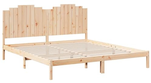 vidaXL Massivholzbett, Bett Extra Lang ohne Matratze, Bettgestell mit Lattenrost Kopfteil, Holzbett Doppelbett für Schlafzimmer, 200x220cm